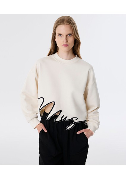 Slogan Nakışlı Crop Sweatshırt TW6250091027018
