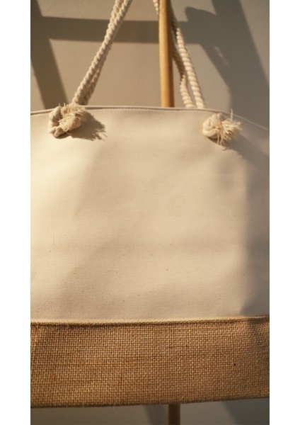 Jüt Kanvas Çanta - Fermuarlı- 50*35 Cm- Plaj Çantası fırsatları