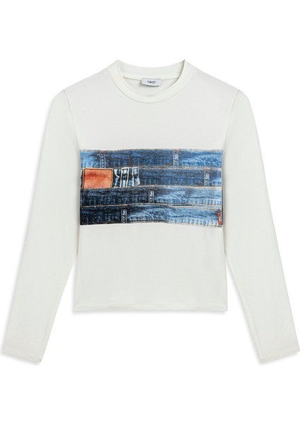 Görsel Baskılı Dar Kesim T-Shırt TW6250070040018 indirimleri