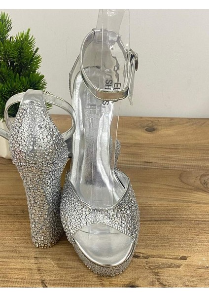 0000052 12 cm Inci Taş Detaylı Yüksek Topuklu Gelin & Abiye Ayakkabısı indirimleri