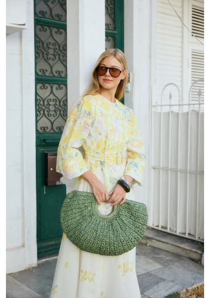 Gardenya Keten Elbise Soft Sarı