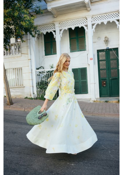 Gardenya Keten Elbise Soft Sarı fırsatları