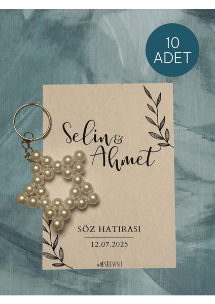 Söz Hatırası 10 Adet 11X9CM Kart Tasarımı Ile Yıldız Anahtarlık
