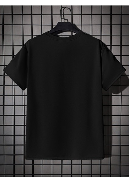 Siyah Bisiklet Yaka Önü Nasa Baskılı Erkek T-Shirt indirimleri