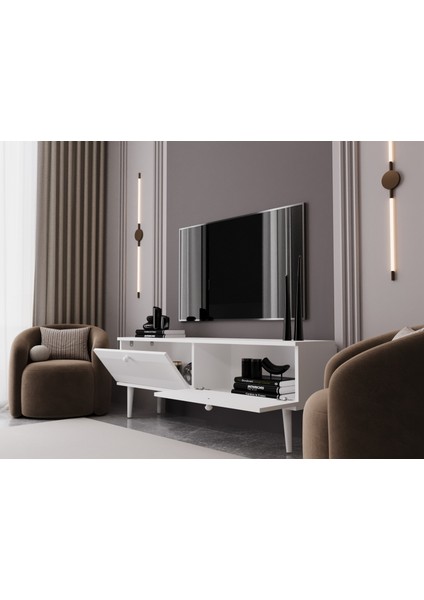 Melura Tv Ünitesi - Tv Sehpası 140 cm %100 Mdf Lake Ahşap Ayaklı modelleri