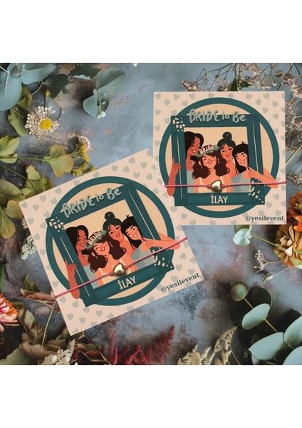 Söz & Nişan & Nikah & Bride To Be Hediyelik Gümüş Plastik Kalp Bileklik Tasarım Kart 6 Adet 9x9