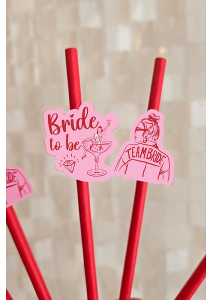 Bride Pipet Seti Kırmızı Kız Konsept Bekarlığa Veda Bride Party Süslü Pipet Takımı 5 Li modelleri