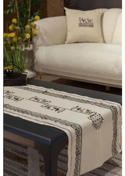 %100 Doğal El Dokuması Pamuk Keten 2'li Kırlent Kılıfı ve Runner Seti fiyatları