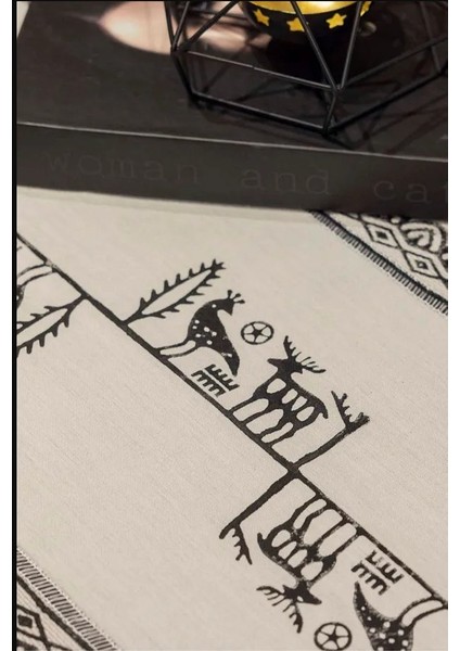 %100 Doğal El Dokuması Pamuk Keten 2'li Kırlent Kılıfı ve Runner Seti