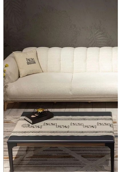 %100 Doğal El Dokuması Pamuk Keten 2'li Kırlent Kılıfı ve Runner Seti