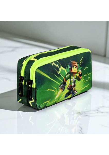 Lisanslı Maycraft Creeper Ilkokul Sırt Çantası, Beslenme Çantası ve Kalemlik Seti