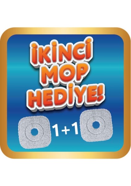 Kare Spin Mop Set, Temiz ve Kirli Suyu Ayıran Mikrofiber Döner Temizlik Seti 1+1 Mop Mavi fırsatları