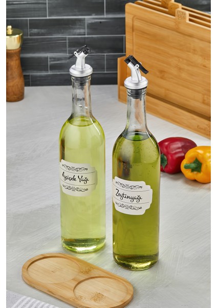 2li 750ML Ahşap Standlı Ayçiçek Yağı &zeytinyağı Şişesi Gri Tıpalı Cam Yağdanlık fiyatları