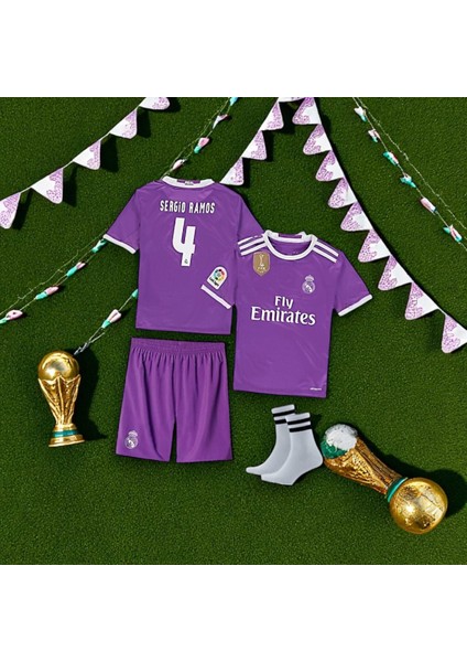 Sergio Ramos 2017 Cardiff Şampiyonlar Ligi Finali Forması Real Madrid Çocuk Tişört