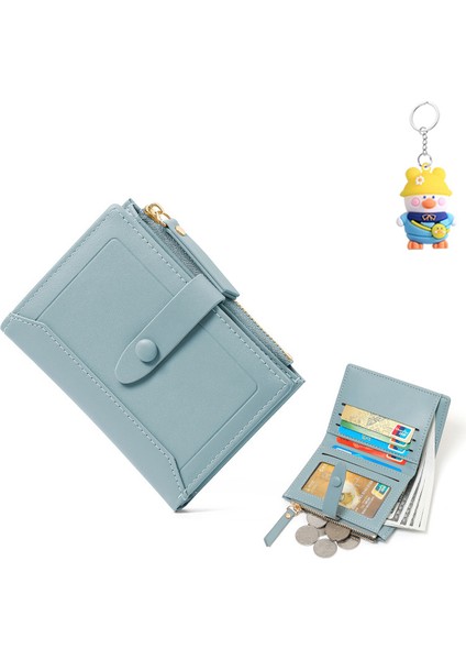 Bayan Kısa Cüzdan Fermuarlı Iki Katlı Cüzdan Çoklu Kart Yuvası Kart Tutucu (Yurt Dışından)