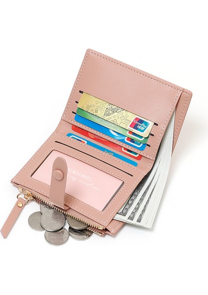 Bayan Kısa Cüzdan Fermuarlı Iki Katlı Cüzdan Çoklu Kart Yuvası Kart Tutucu (Yurt Dışından) modelleri