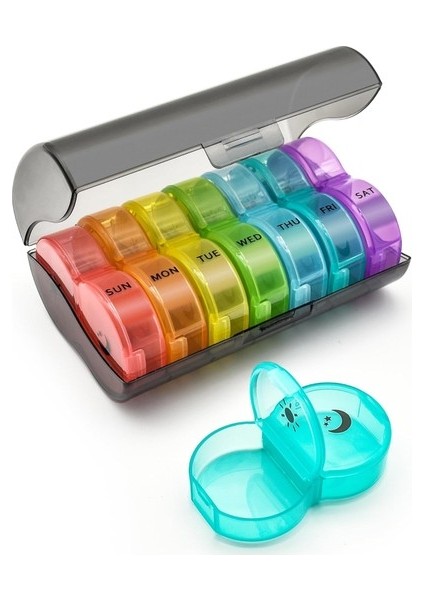 Haftalık Günde 2 Kez , Büyük 7 Günlük Hap Kutusu, Günlük Vitamin Kutusu , Takviyeleri Için Am/pm Hap Kapları Balık Yağı (Siyah Renkli) (Yurt Dışından)