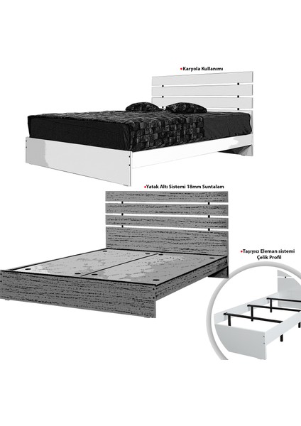 Huga Ahşap Karyola, Meşe, Ölçü Seçenekleri