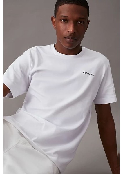Erkek Ck Mikro Logo Interlock T-Shirt - Beyaz modelleri