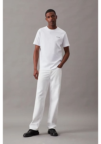 Erkek Ck Mikro Logo Interlock T-Shirt - Beyaz fırsatları