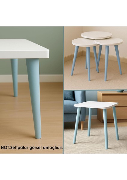 Ahşap Ayak 40 cm Açık Mavi M8 Civatalı Bağlantı Aparatlı Mobilya Tabure Sehpa Masa Destek Ayağı indirimleri