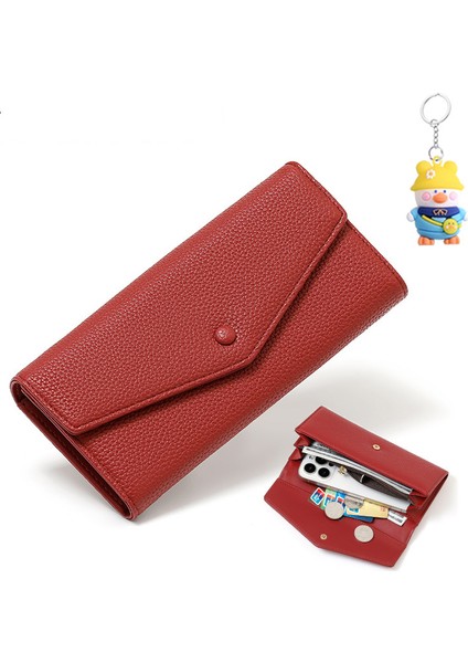 Orta Uzunluk Bayanlar Cüzdanı Büyük Kapasiteli Kart Tutucu Fermuarlı Deri Cep Telefonu Çantası Clutch Değişim Kutusu (Yurt Dışından)