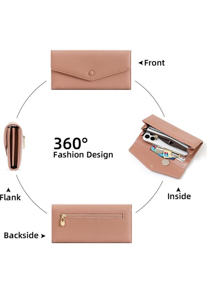 Orta Uzunluk Bayanlar Cüzdanı Büyük Kapasiteli Kart Tutucu Fermuarlı Deri Cep Telefonu Çantası Clutch Değişim Kutusu (Yurt Dışından) modelleri