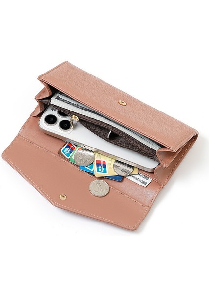 Orta Uzunluk Bayanlar Cüzdanı Büyük Kapasiteli Kart Tutucu Fermuarlı Deri Cep Telefonu Çantası Clutch Değişim Kutusu (Yurt Dışından) indirimleri
