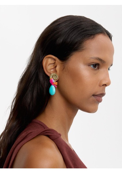 Taşlı Çok Renkli Küpeler