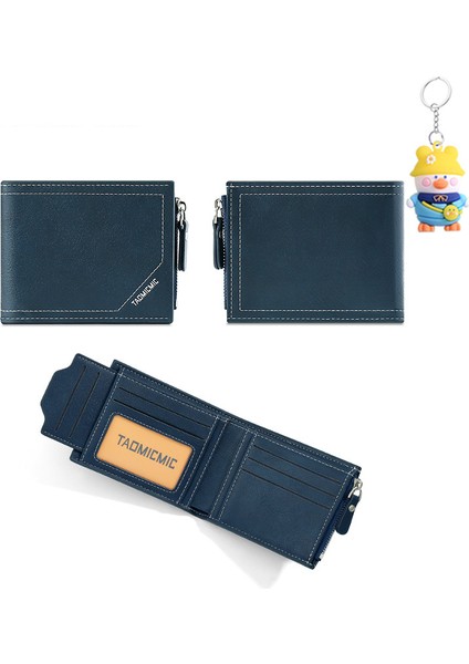 Kısa Erkek Cüzdanı Ultra Ince Iki Katlı Çoklu Kart Yuvası Değişim Parası Tutucu Kart Tutucu (Yurt Dışından)