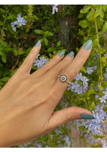 Çelik Nazar Taş Detaylı Ayarlamalı Yüzük fiyatları