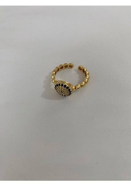 Çelik Nazar Taş Detaylı Ayarlamalı Yüzük modelleri