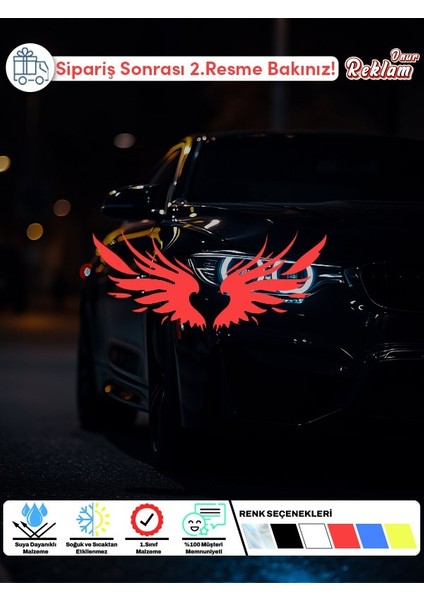 Stilize Çift Kanat Araç Sticker – Anka Kuşu Kanadı Tasarım (15X22 Cm)