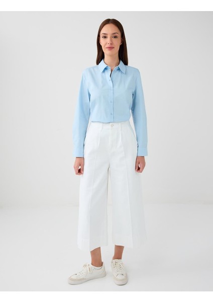 Mavi %100 Pamuk Düz Kesim Uzun Kollu Dokuma Gömlek fiyatları