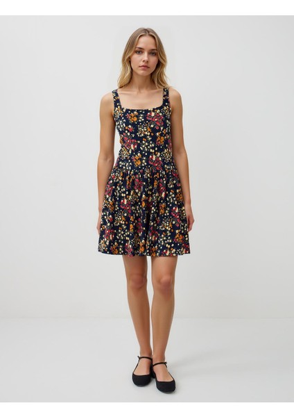 Lacivert Dar Kesim Kare Yaka Örme Elbise fiyatları