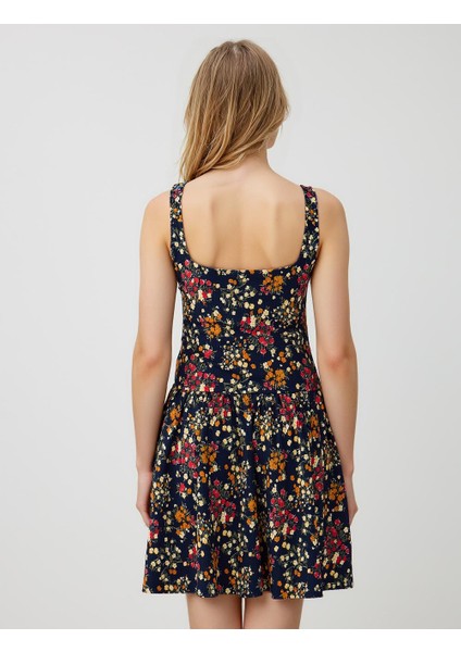 Lacivert Dar Kesim Kare Yaka Örme Elbise indirimleri