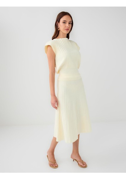 Taş Normal Bel Düz Kesim Midi Triko Etek