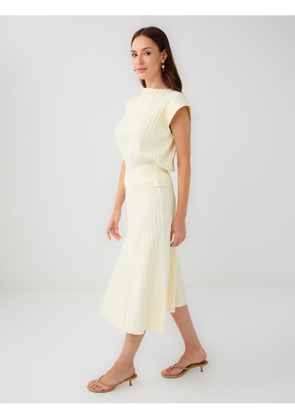 Taş Normal Bel Düz Kesim Midi Triko Etek modelleri