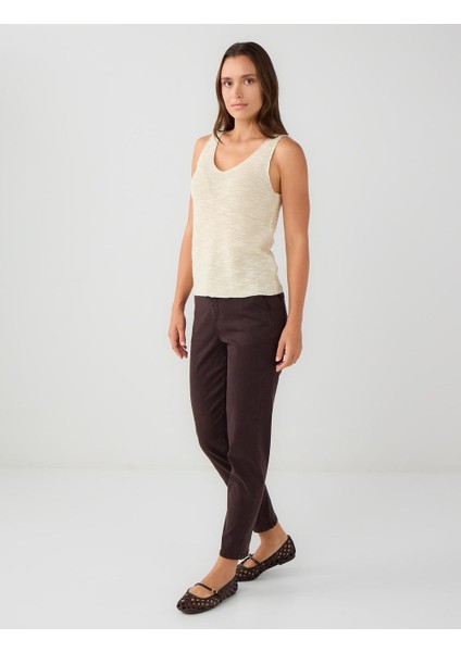 Acı Kahve Normal Bel Normal Paça Gabardin Pantolon
