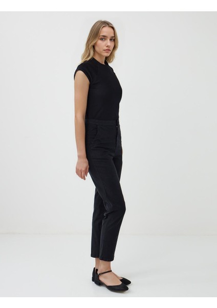 Siyah Normal Bel Normal Paça Gabardin Pantolon modelleri