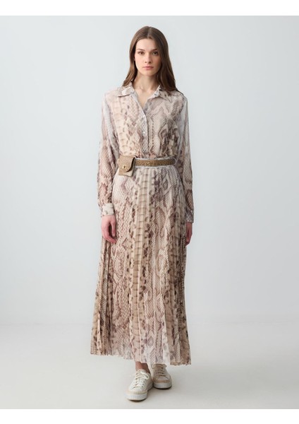 Taş Rahat Kesim Uzun Kollu Desenli Şifon Gömlek fiyatları