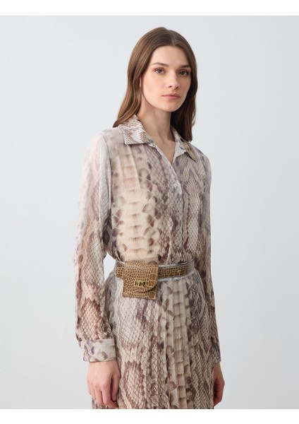 Taş Rahat Kesim Uzun Kollu Desenli Şifon Gömlek fırsatları