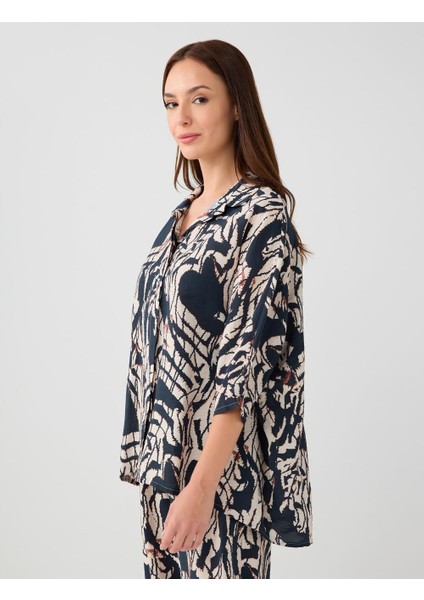 Lacivert Rahat Kesim Truvakar Kol Desenli Dokuma Gömlek modelleri