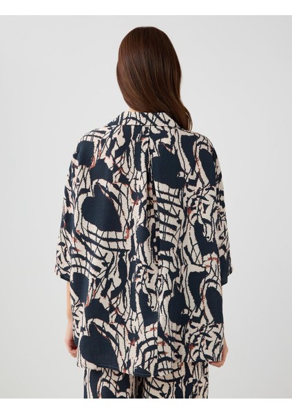 Lacivert Rahat Kesim Truvakar Kol Desenli Dokuma Gömlek indirimleri