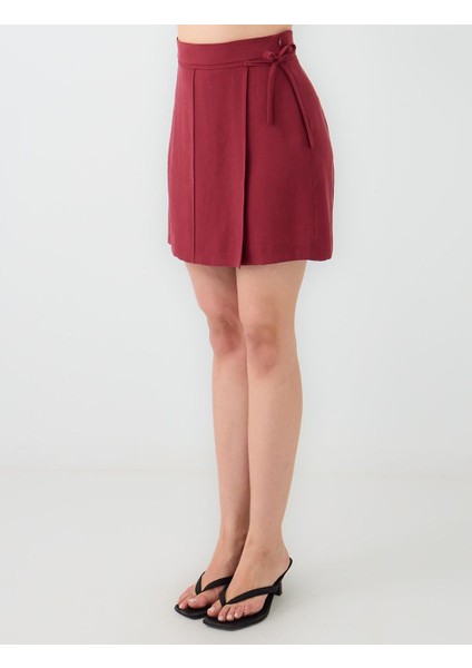 Bakır Normal Bel Düz Kesim Dokuma Mini Etek indirimleri