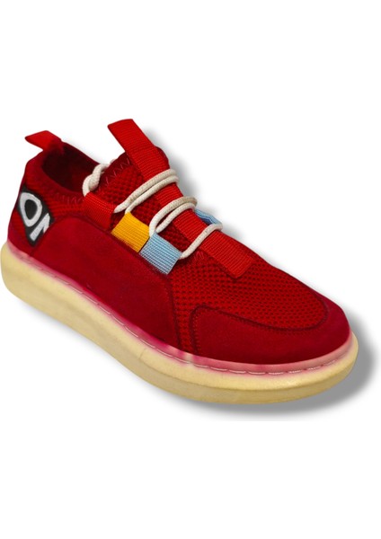 3065-20 Fileli Spor Ayakkabı Kırmızı Beyaz