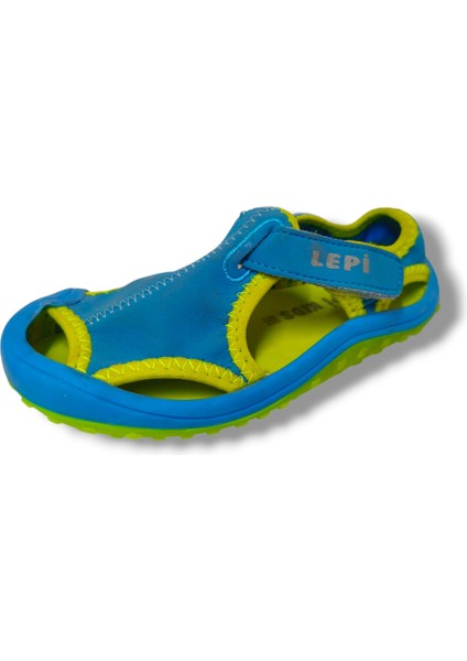 3070-20 Cırtlı Bez Erkek Çocuk Sandalet Mavi Yeşil 21-25