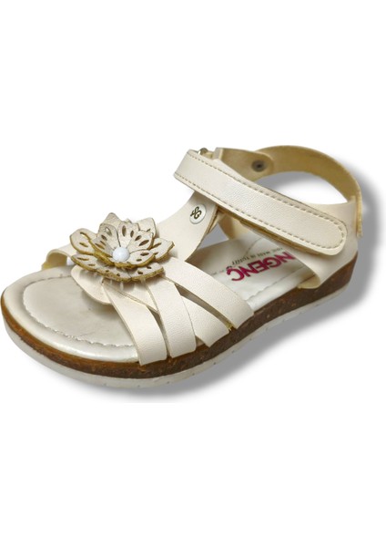 3083-20 Çapraz Şerit Çiçekli Kız Çocuk Sandalet 26-30