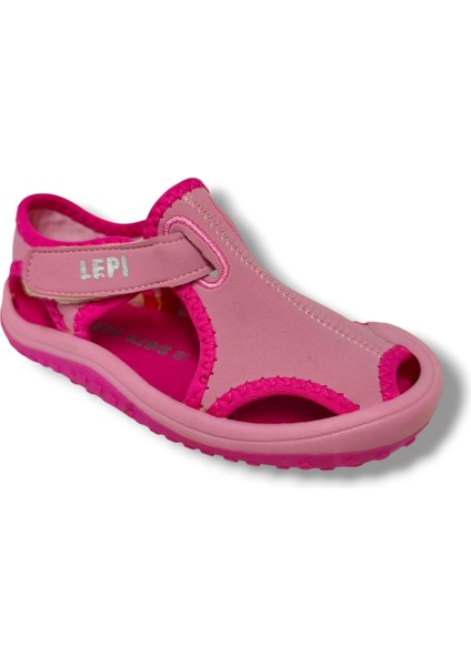 3054-20 Cırtlı Bez Kız Çocuk Sandalet Pembe Fuşya 21-25