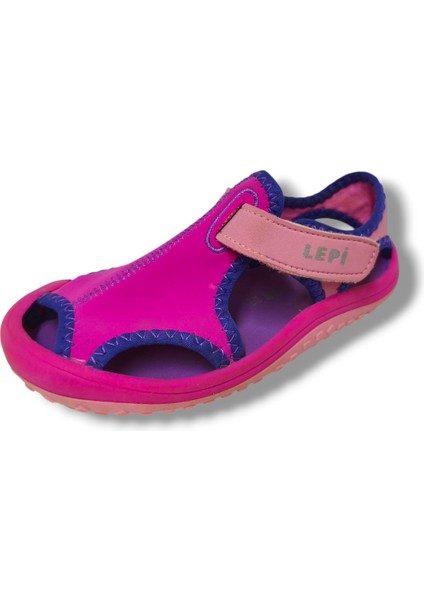 3059-20 Cırtlı Bez Kız Çocuk Sandalet Fuşya Mor 21-25